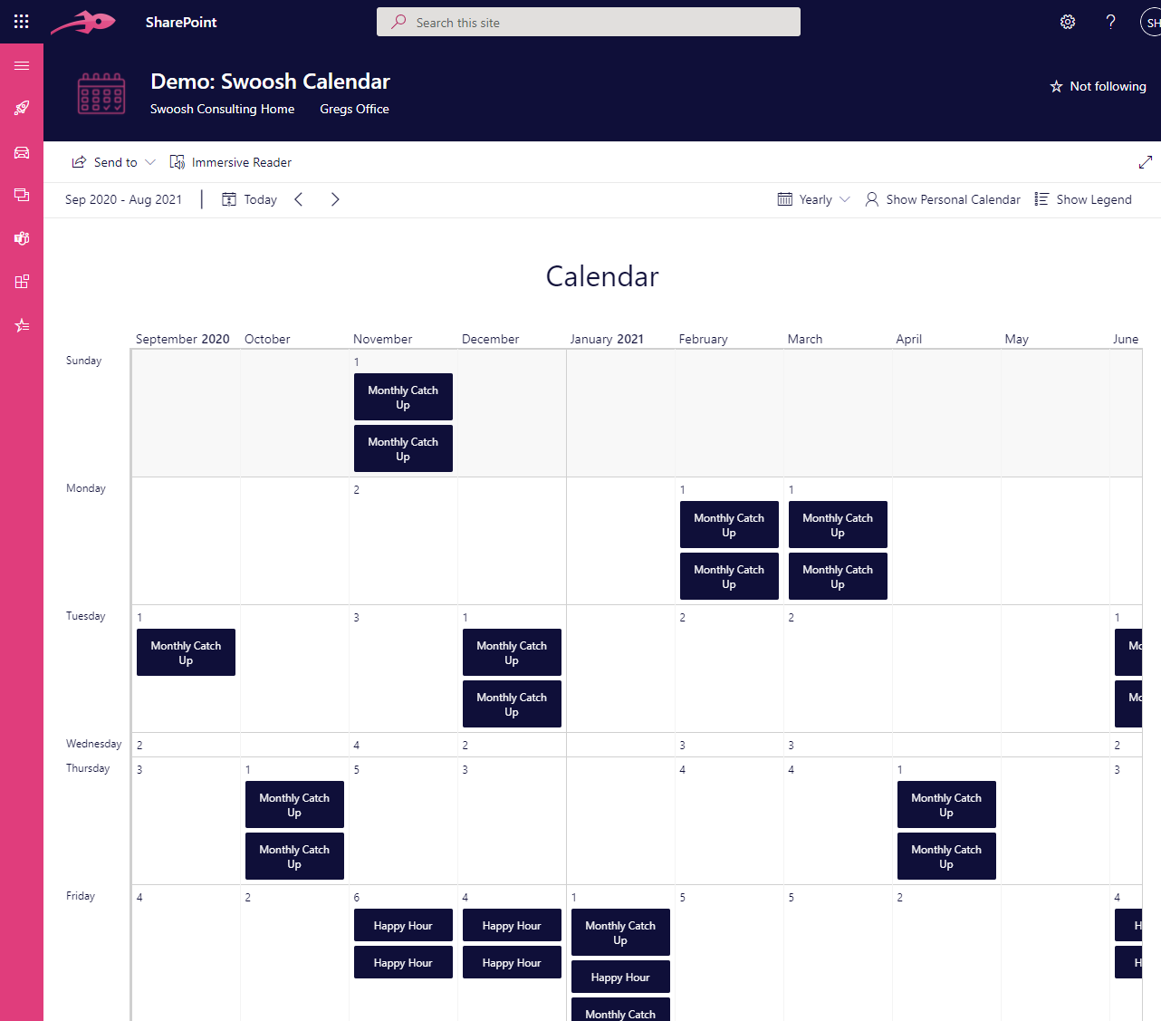 Calendar yearly view