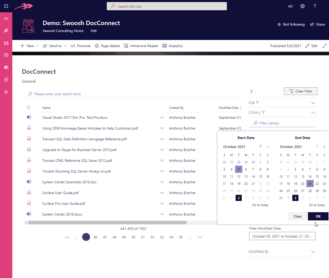 DocConnect date entry